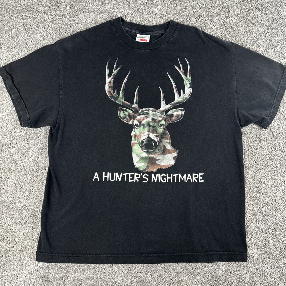 Vtg Tennessee River Shirt Mens XL Hunters Nightmare Camouflage Buck Deer